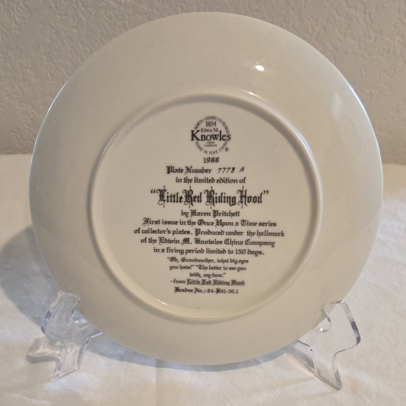Little Red Riding Hood China Collectors Plate Euc Vintage 1988 - Picture 3 of 4